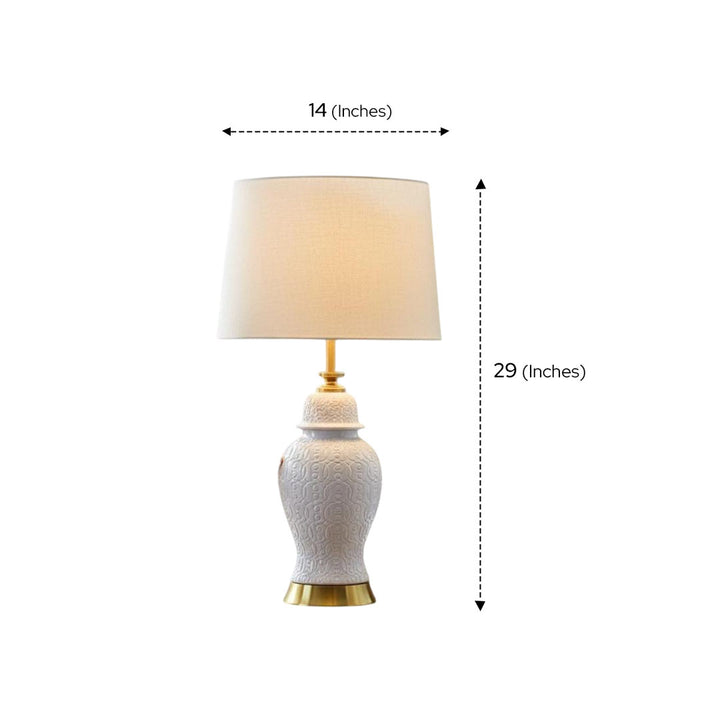 Embossed White Porcelain Lamp