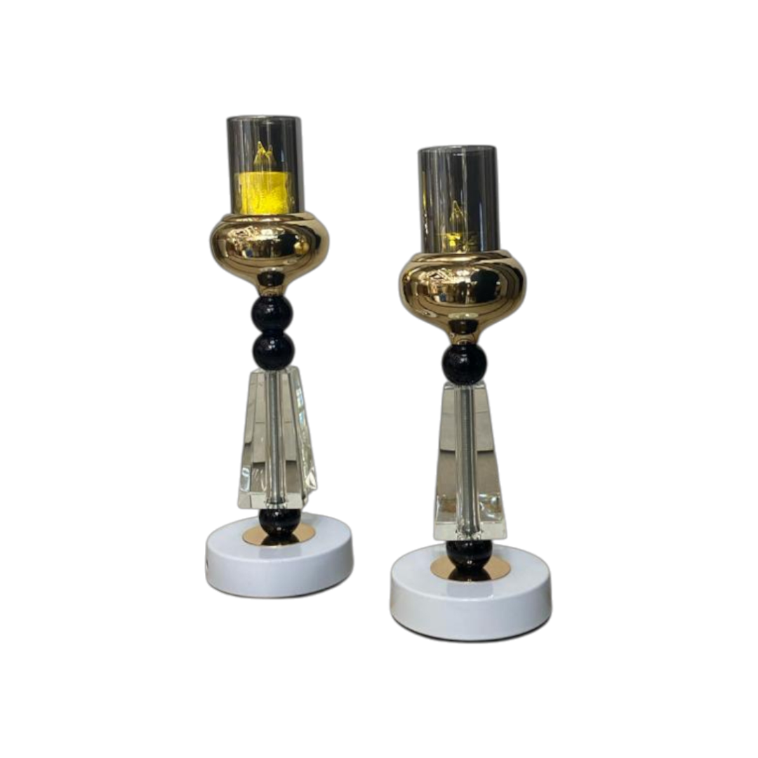 Luna Noir Crystal Candle Holders