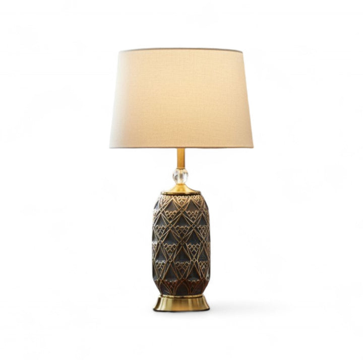 Engraved Ceramic Side Table Lamp