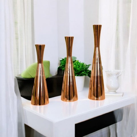 Rose Gold Metalic Candle Stand 3pcs