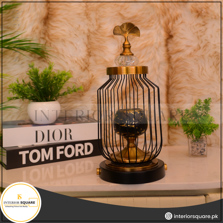 Metallic Cage Candle Stand