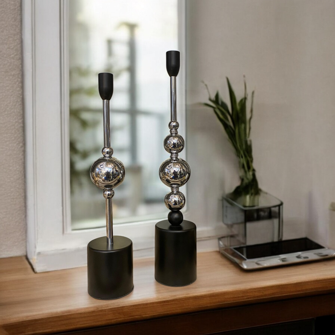 Modern Chrome Sphere Candle Stand