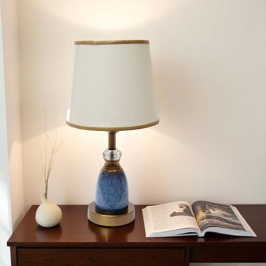 Elora Ceramic Blue Brass Table Lamp