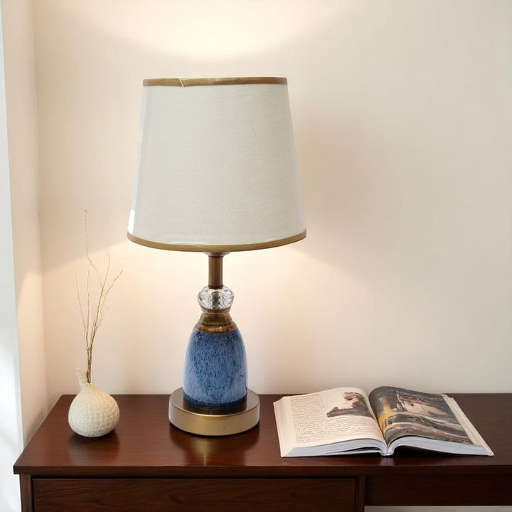 Elora Ceramic Blue Brass Table Lamp