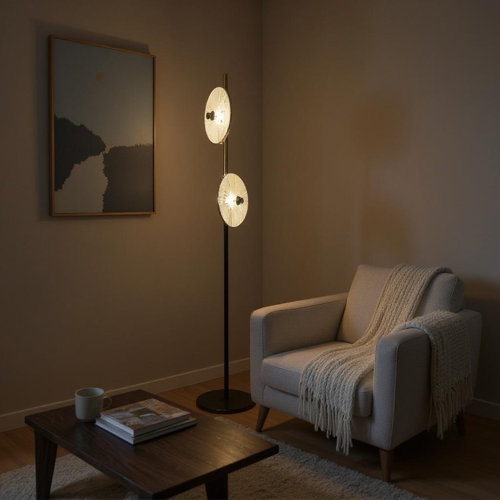 Noir Gleam – Black Crystal & Brass Floor Lamp