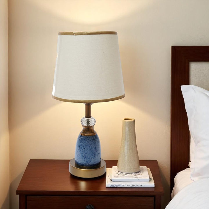 Elora Ceramic Blue Brass Table Lamp