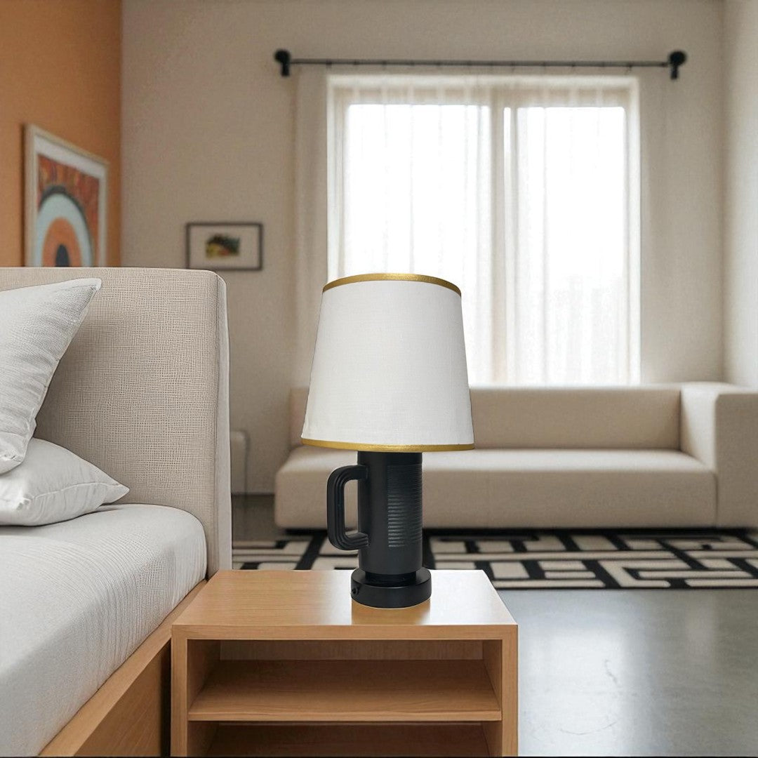 Modern Lux Ceramic Table Lamp – Black Edition
