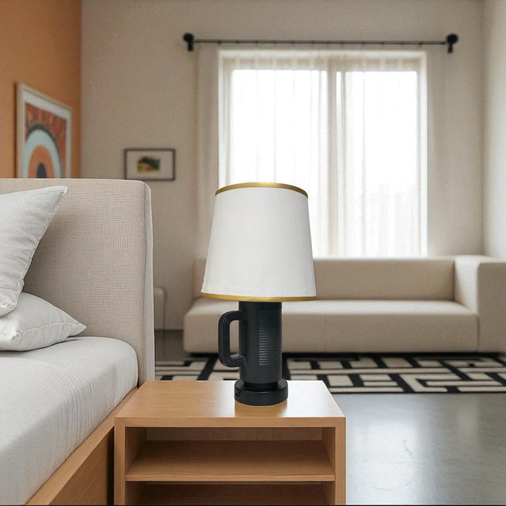 Modern Lux Ceramic Table Lamp – Black Edition