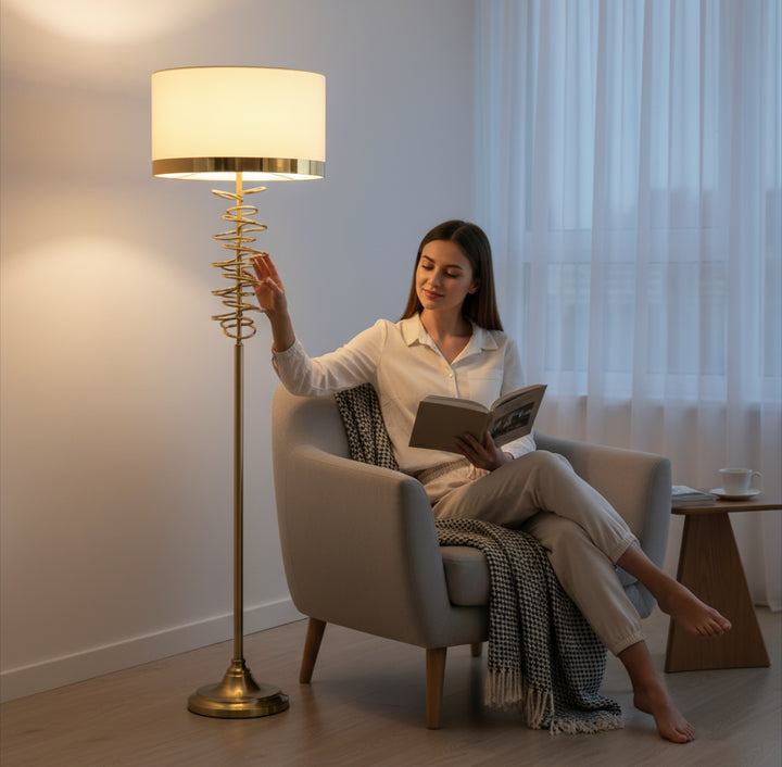 Luxe Spiral Gold Floor Lamp