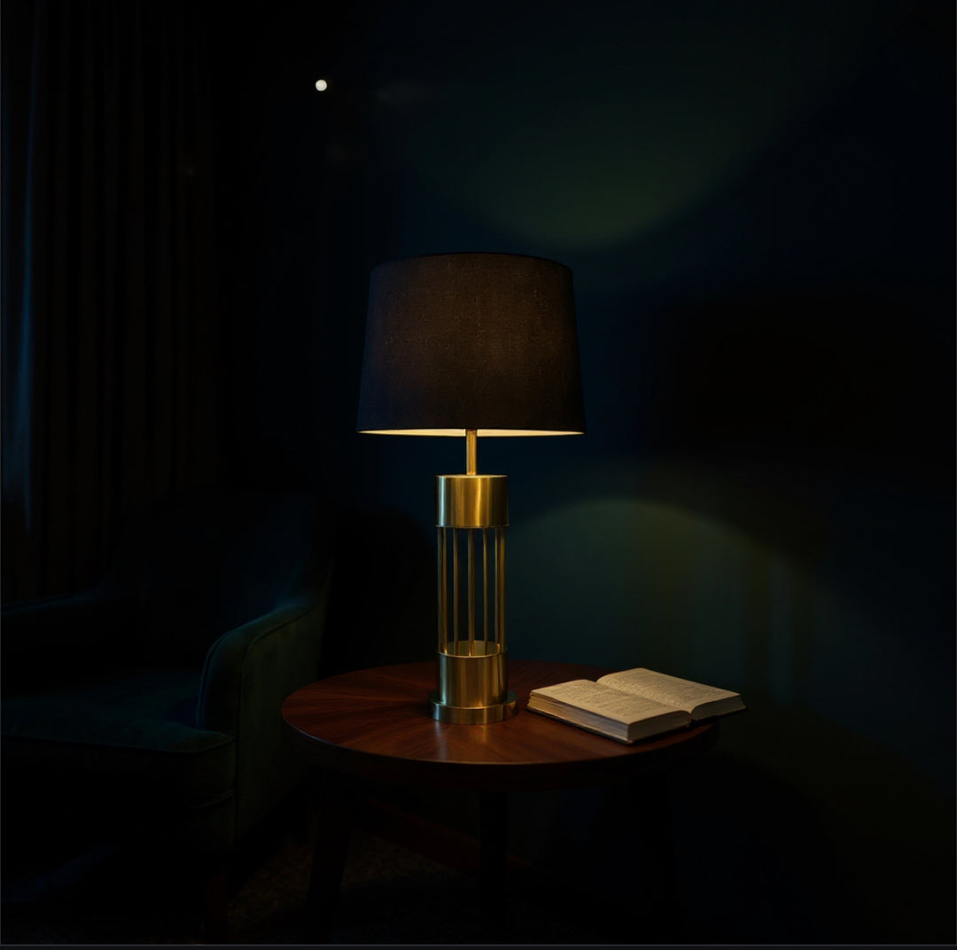 Modern Gold-Finished Cylindrical Master Table Lamp