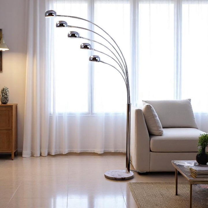 Silver Radiant Cascade 5 Arc Lamp