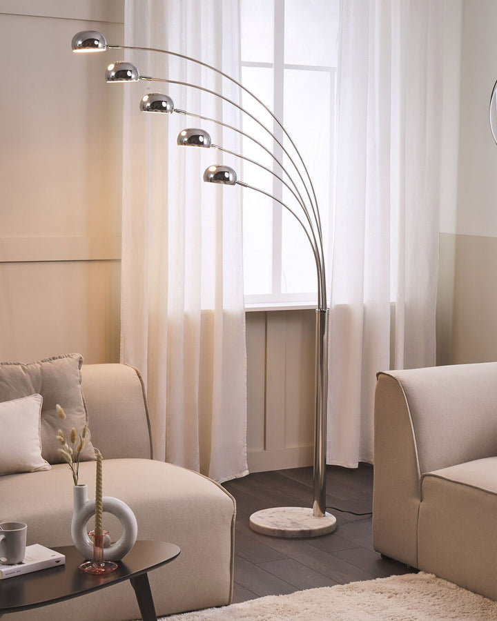 Silver Radiant Cascade 5 Arc Lamp
