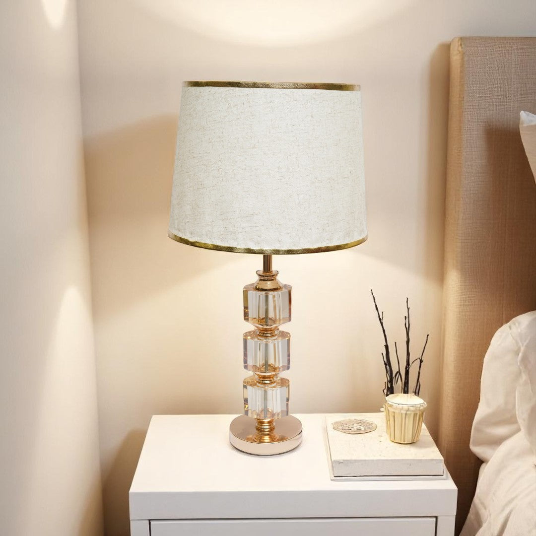 Tressa Sculptural Brass Crystal Table Lamp