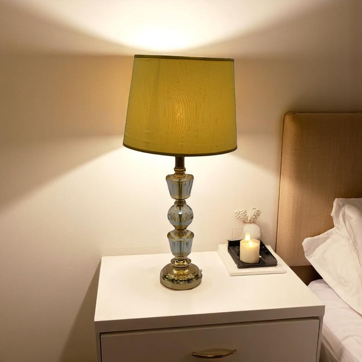 Serin Slimline Brass Crystal Side Table Lamp