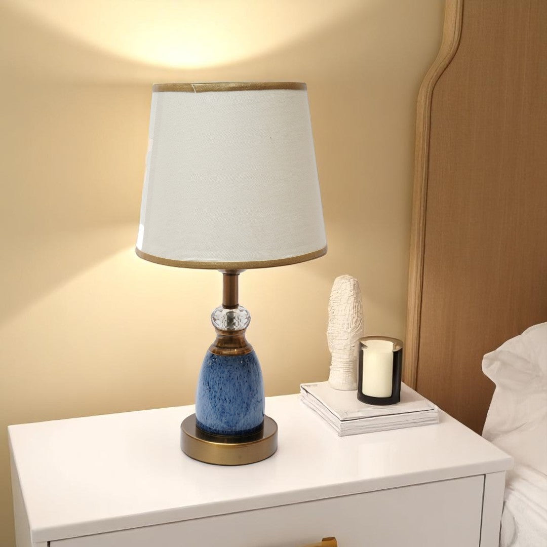Elora Ceramic Blue Brass Table Lamp