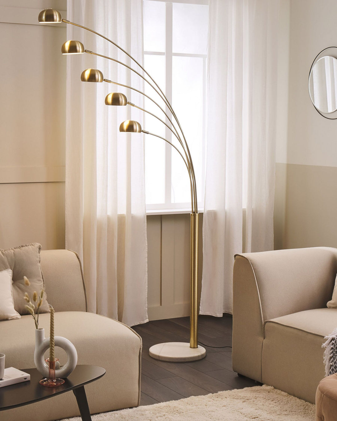 Brass Radiant Cascade 5 Arc Lamp