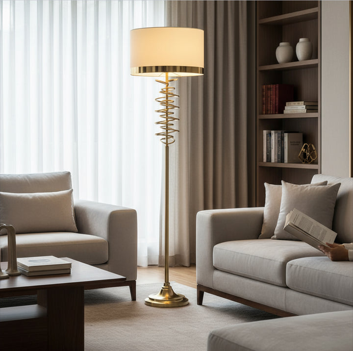 Luxe Spiral Gold Floor Lamp