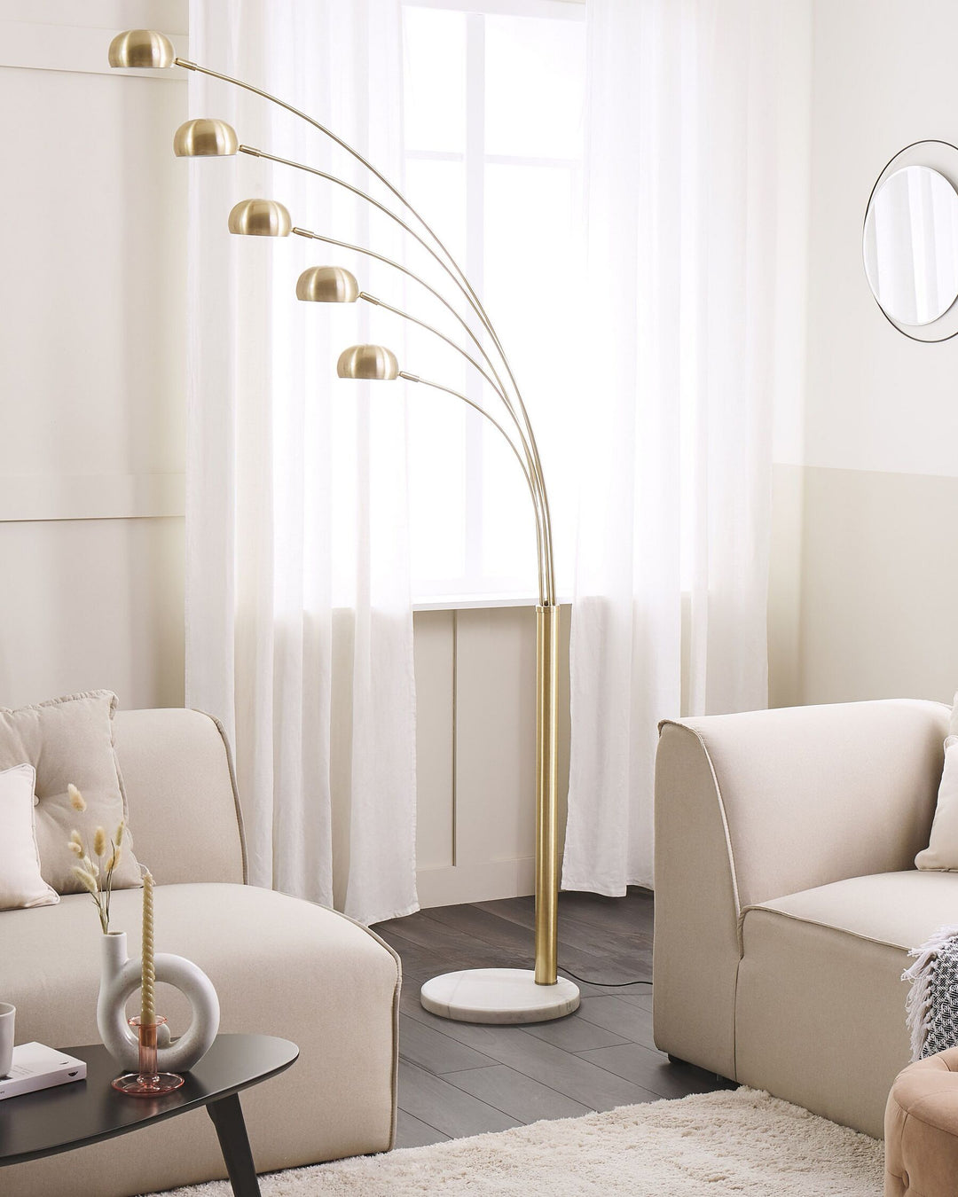 Brass Radiant Cascade 5 Arc Lamp