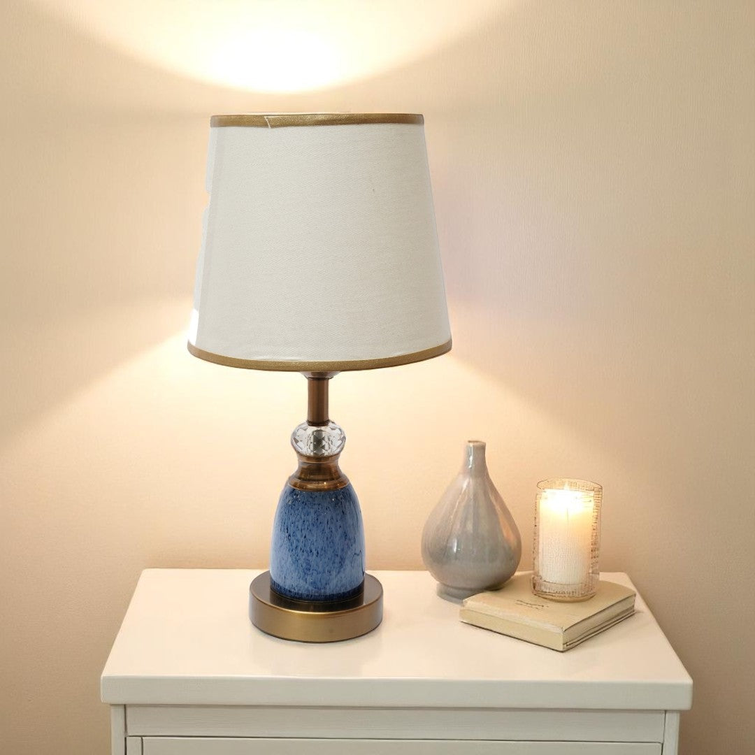 Elora Ceramic Blue Brass Table Lamp