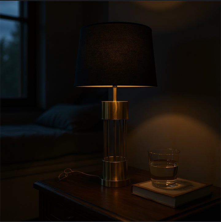 Modern Gold-Finished Cylindrical Master Table Lamp