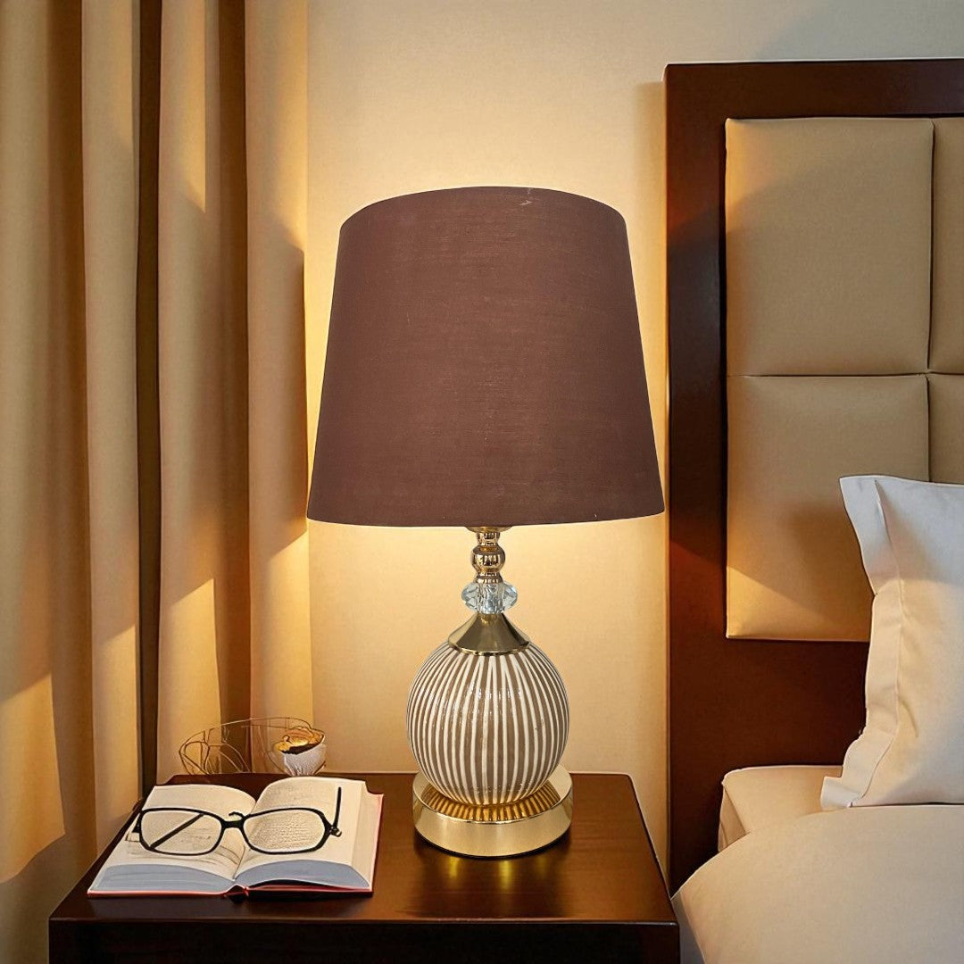 Striped Gold Ceramic Table Lamp