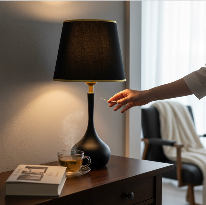 Luxury Metallic Black Side Table Lamp