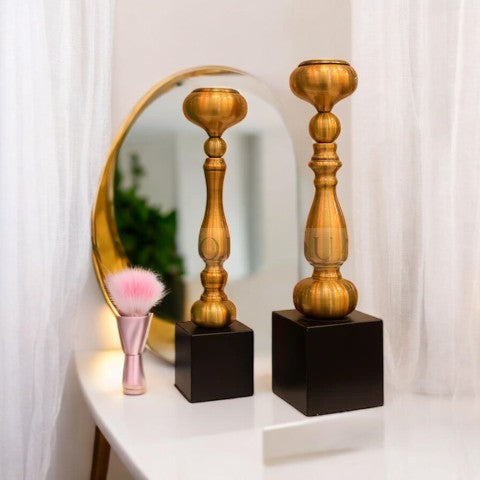 Brass Metallic Gold Candle Holder
