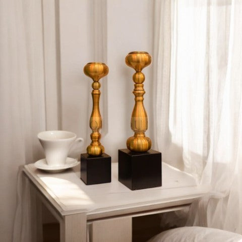 Brass Metallic Gold Candle Holder