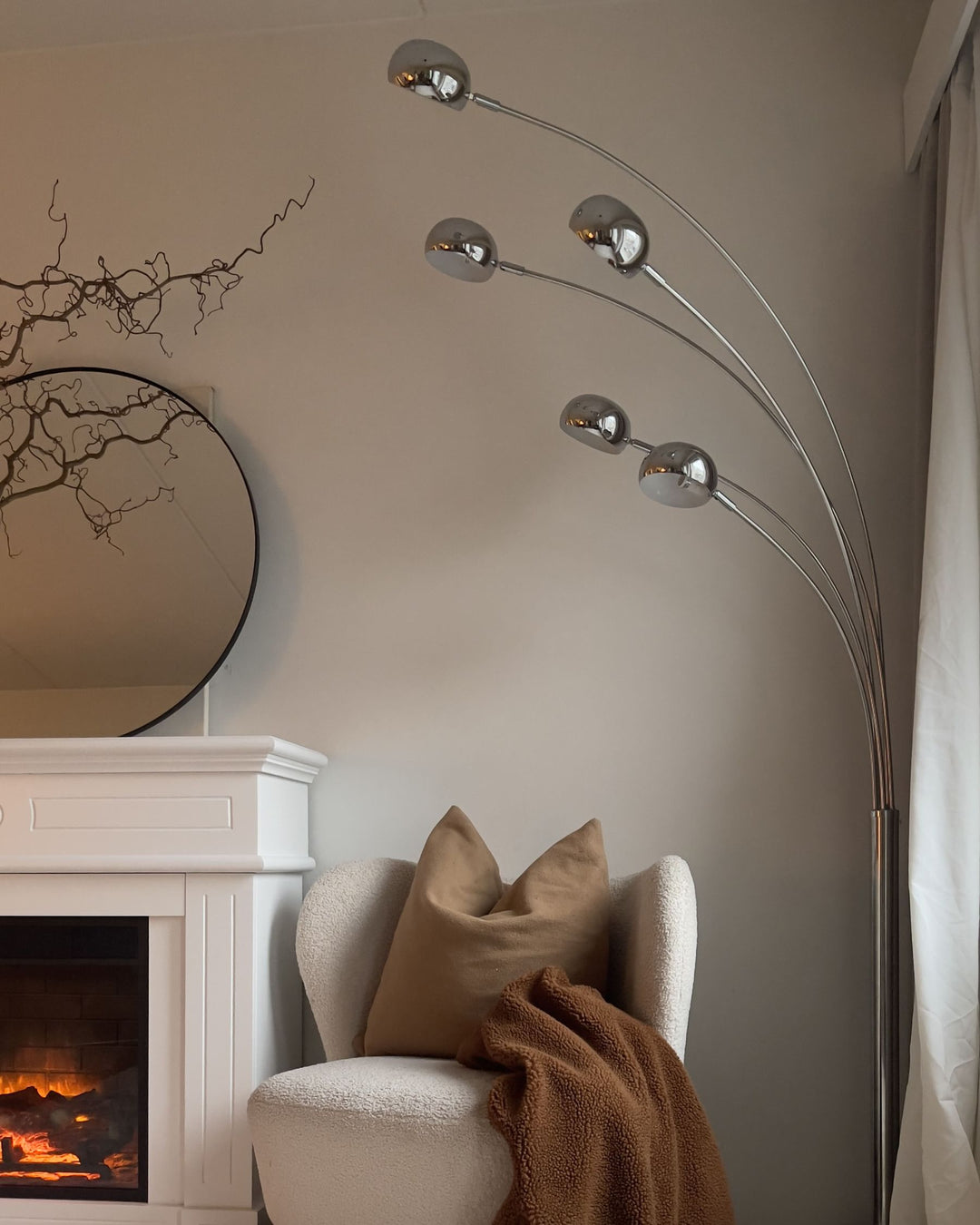 Silver Radiant Cascade 5 Arc Lamp