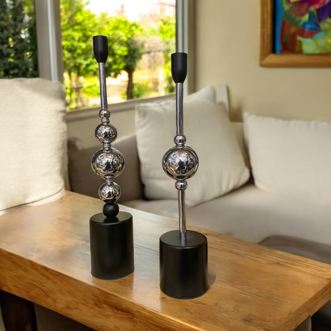 Modern Chrome Sphere Candle Stand