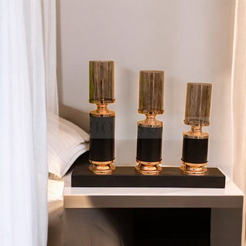 Black Metallic Candle Holder
