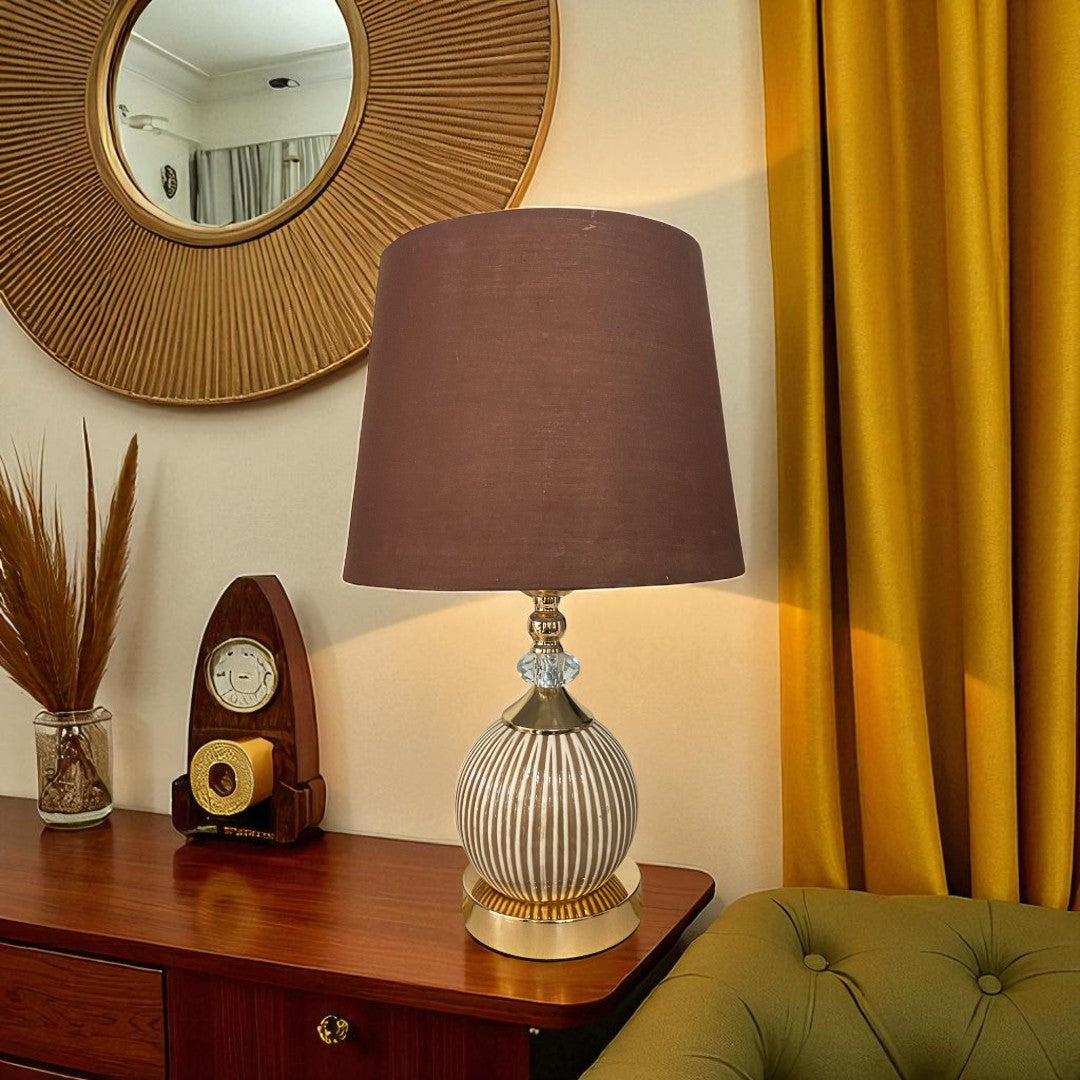 Striped Gold Ceramic Table Lamp