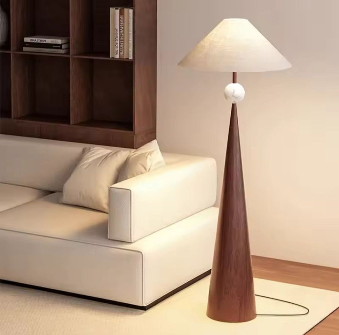 Brown Textured Lumos Cone Contemporary Floor Lamp