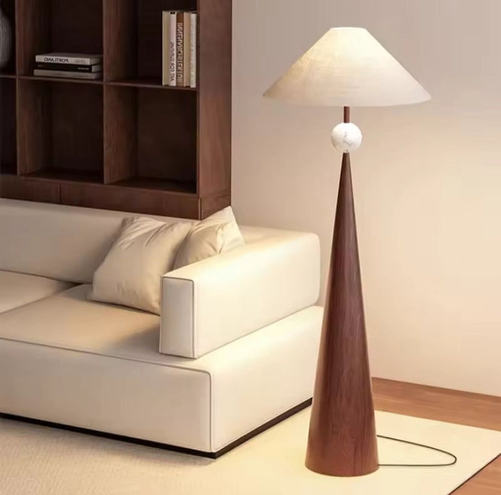 Brown Textured Lumos Cone Contemporary Floor Lamp