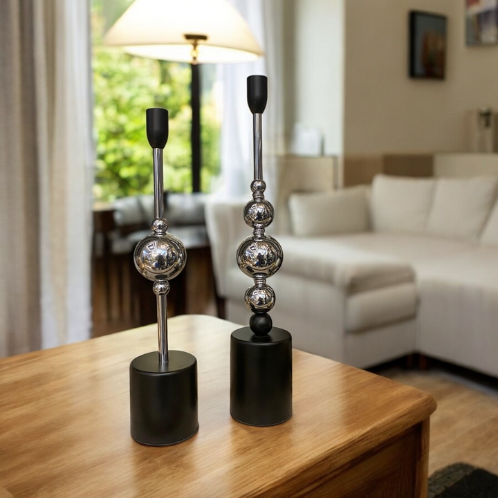 Modern Chrome Sphere Candle Stand