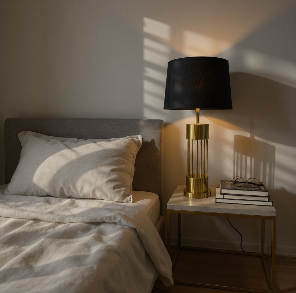 Modern Gold-Finished Cylindrical Master Table Lamp