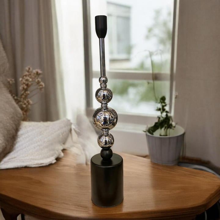 Modern Chrome Sphere Candle Stand