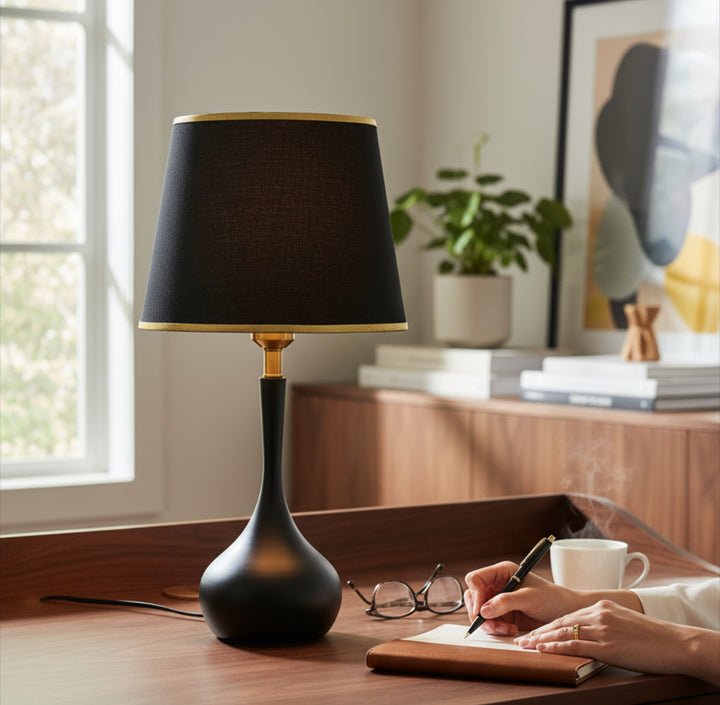 Luxury Metallic Black Side Table Lamp