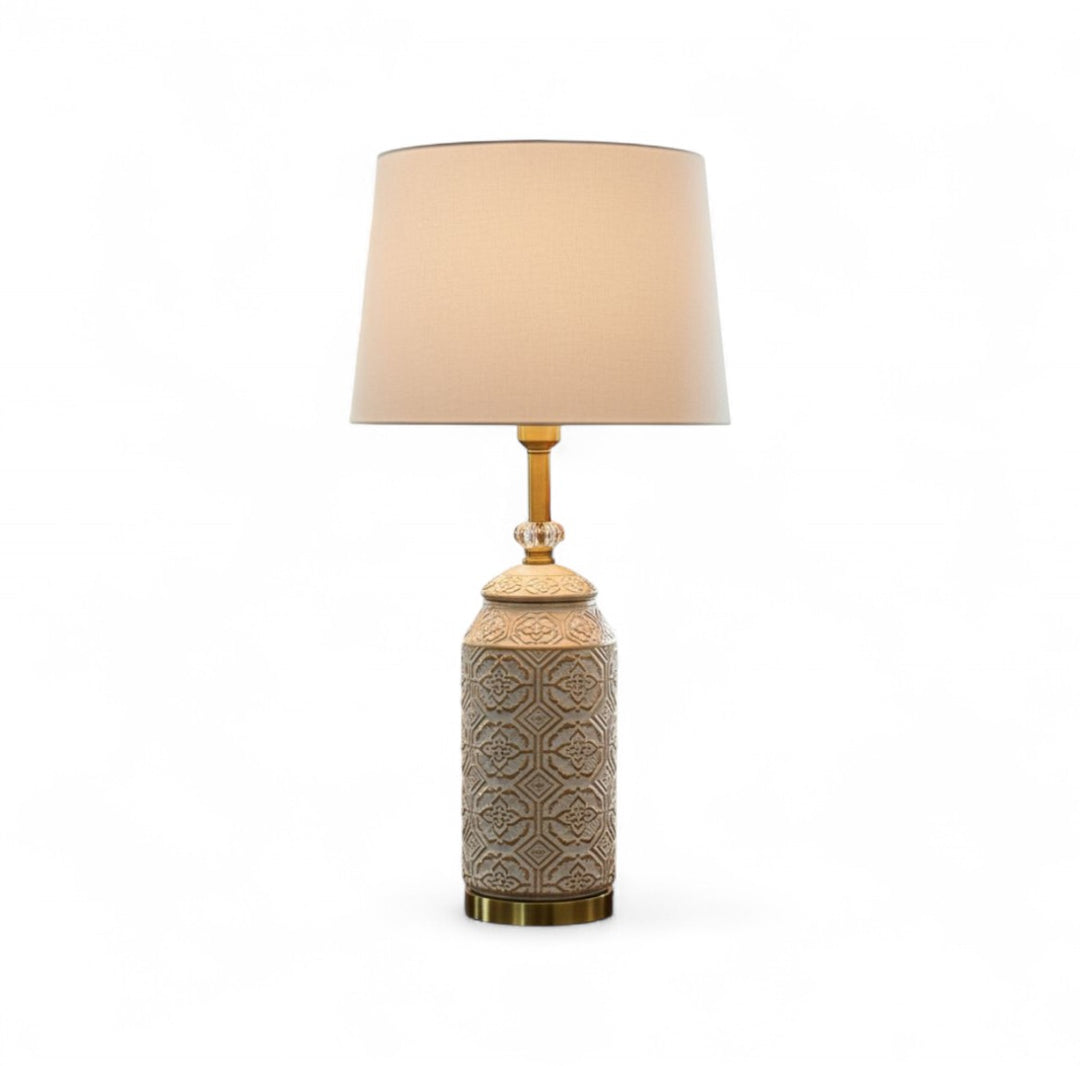Geometric Embossed Ceramic Lamp