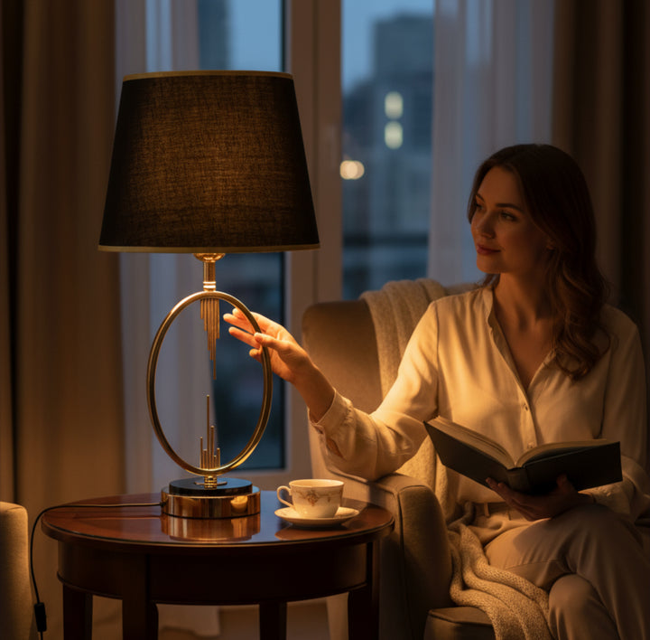 Elegant Gold Oval Ring Table Lamp