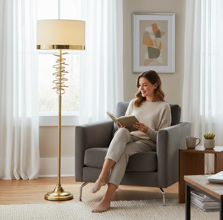 Luxe Spiral Gold Floor Lamp