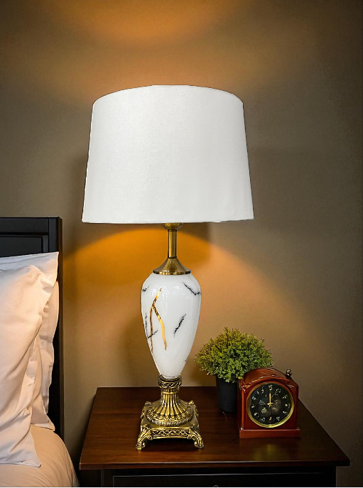 Modern Marble-Effect Ceramic Table Lamp