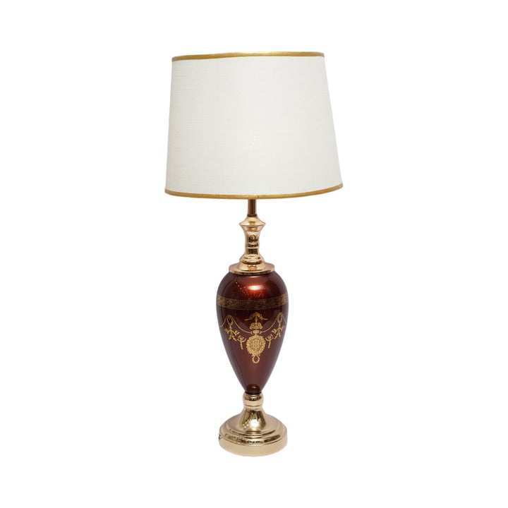 Red Versace-Style Side Table Lamp