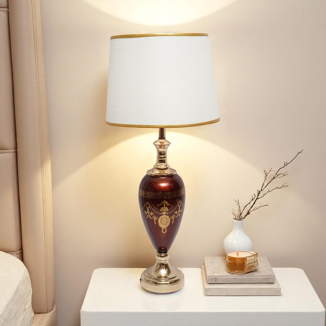 Red Versace-Style Side Table Lamp