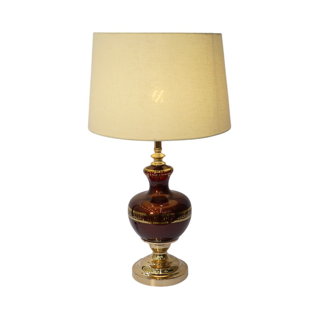 Versace-Style Maroon Side Table Lamp