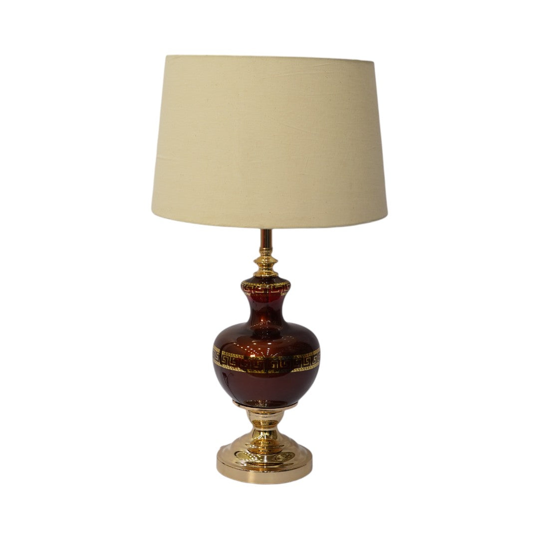 Versace-Style Maroon Side Table Lamp