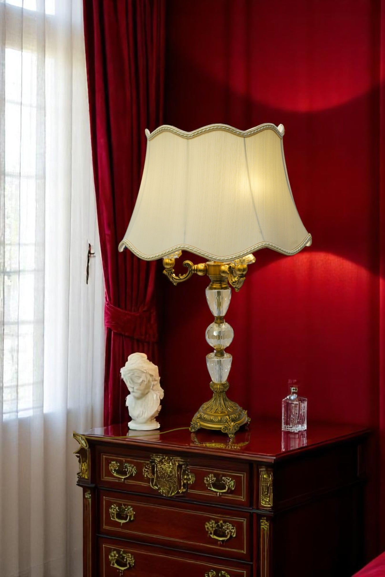 Opaline Luxe Brass & Crystal Lamp