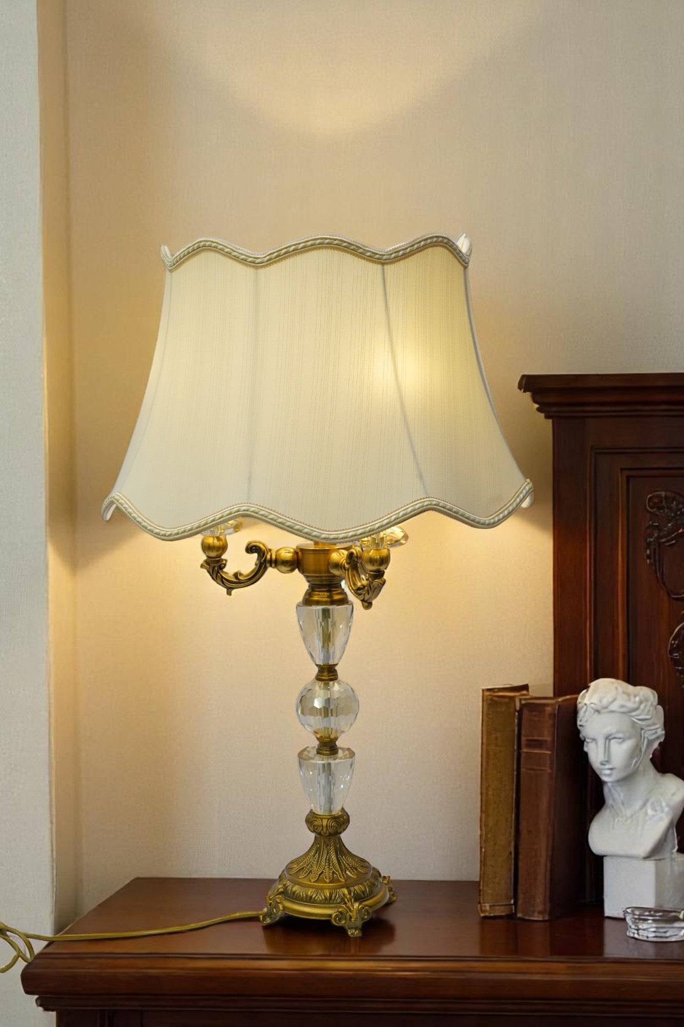 Opaline Luxe Brass & Crystal Lamp