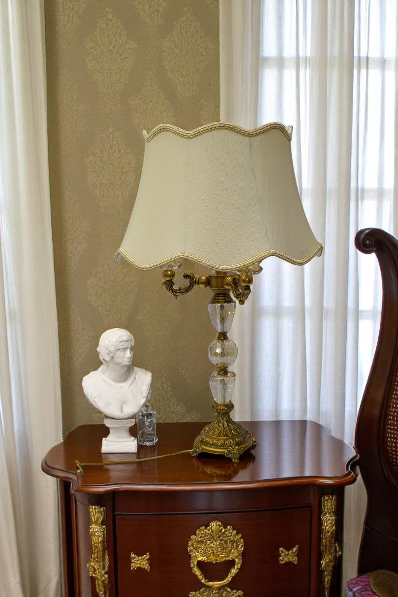 Opaline Luxe Brass & Crystal Lamp