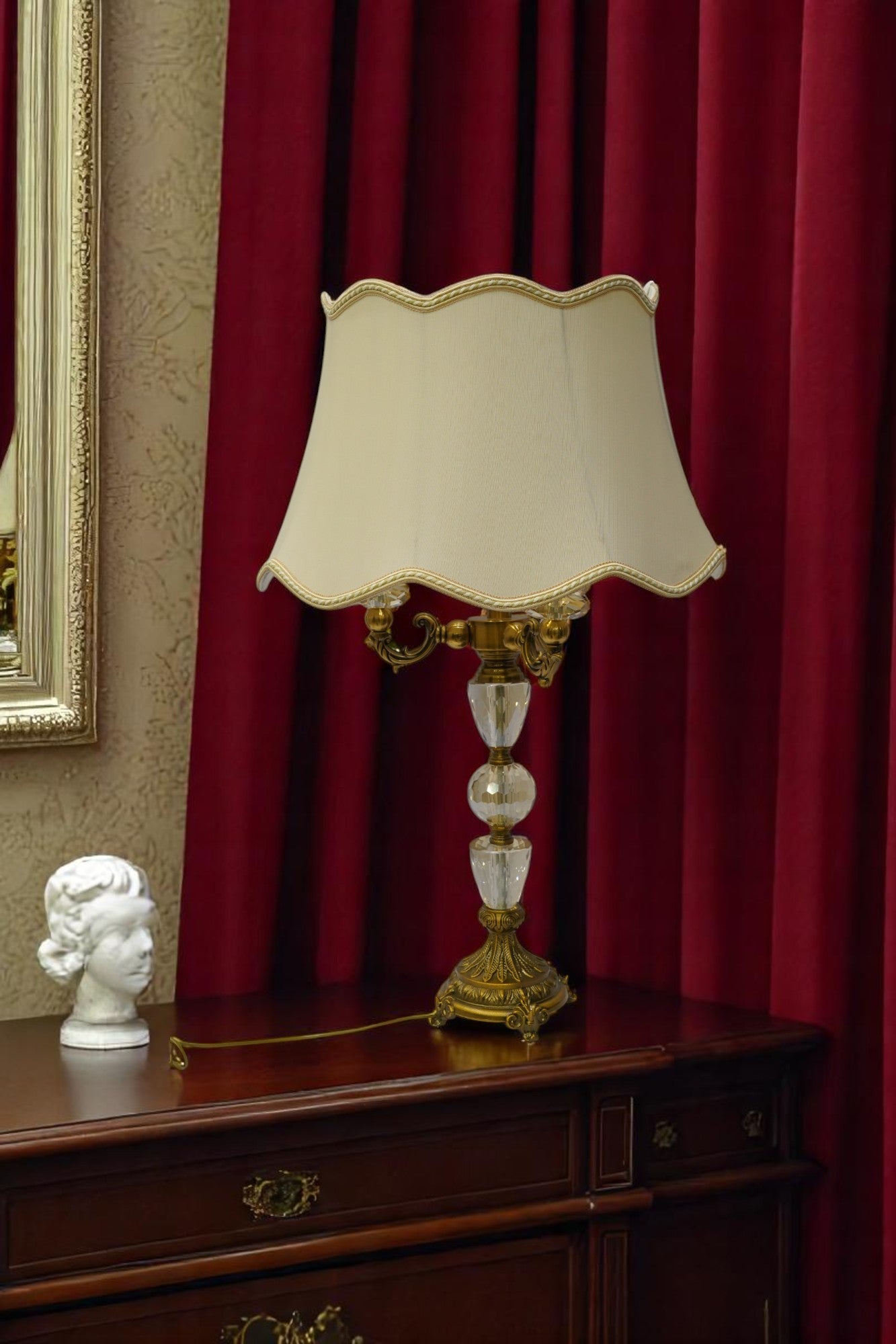 Opaline Luxe Brass & Crystal Lamp